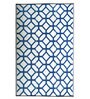 Blue Geometrical Polyproylene 6 ft x 9 ft Machine Made Picnic Mat