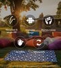 Blue Geometrical Polyproylene 6 ft x 9 ft Machine Made Picnic Mat