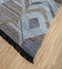 Blue Geometrical Wool 5 ft X 7'6 ft Flat Weaves