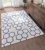 Blue Geometrical Wool 5 ft X 8 ft Flat Weaves