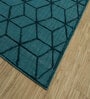 Blue Geometrical Wool 5 ft X 8 ft Rectangle Flat Weaves