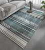 Blue Geometrical Wool 6 ft X 9 ft Flat Weaves