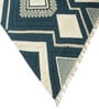 Blue Geometrical Wool 7X6 Feet Hand Woven Carpet