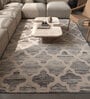 Blue Geometrical Wool and Viscose 5 ft X 8 ft Flat Weaves