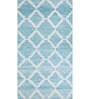 Blue Geometrical Wool and Viscose 5 ft X 8 ft Flat Weaves