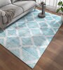Blue Geometrical Wool and Viscose 5 ft X 8 ft Flat Weaves