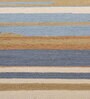 Blue Geometrical Wool and Viscose 6 ft X 9 ft Flat Weaves