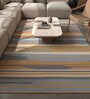 Blue Geometrical Wool and Viscose 6 ft X 9 ft Flat Weaves