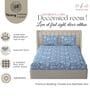 Blue Glace Cotton Floral Print Elastic Fitted King Bedsheet With 2 Pillow Covers