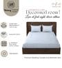 Blue Glace Cotton Self Design Elastic Fitted King Bedsheet With 2 Pillow Covers