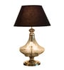 Genevieve Black Fabric Shade Night Lamp With Metal Base