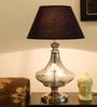 Genevieve Black Fabric Shade Night Lamp With Metal Base