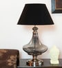 Genevieve Black Fabric Shade Night Lamp With Metal Base