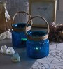 Blue Glass Tea Light Holder