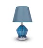 Blue Glass Table Lamp with Metal Base and Fabric Shade   Elegant Modern Design