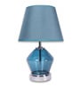 Blue Glass Table Lamp with Metal Base and Fabric Shade Elegant Modern Design Blue Glass Table Lamp with Metal Base and Fabric Shade Elegant Modern Design