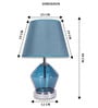 Blue Glass Table Lamp with Metal Base and Fabric Shade Elegant Modern Design Blue Glass Table Lamp with Metal Base and Fabric Shade Elegant Modern Design