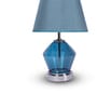 Blue Glass Table Lamp with Metal Base and Fabric Shade   Elegant Modern Design