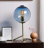 Blue Glass Shade Table Lamp with Gold Base