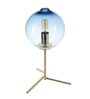 Blue Glass Shade Table Lamp with Gold Base