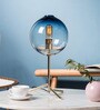Blue Glass Shade Table Lamp with Gold Base
