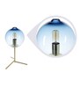 Blue Glass Shade Table Lamp with Gold Base