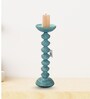Teal Blue Iron Candle Holder for Home & Festive Decor
