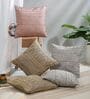 Blue,Grey and Blush Polyester Jacquard 16x16 inches Cushion Cover Set of 5
