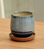 Blue Hand Made Ceramic Pot & Base Plate
