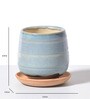 Blue Hand Made Ceramic Pot & Base Plate