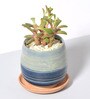 Blue Hand Made Ceramic Pot & Base Plate