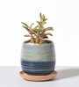 Blue Hand Made Ceramic Pot & Base Plate