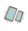 Premium Blue Handcrafted  Wood & PVC (Set of 2) Serving Trays