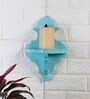 Blue Handcrafted Solid Wood Traditional Wall Shelf