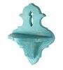 Blue Handcrafted Solid Wood Traditional Wall Shelf