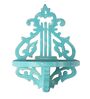 Blue Handcrafted Solid Wood Traditional Wall Shelf