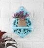 Blue Handcrafted Solid Wood Traditional Wall Shelf