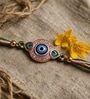 Blue Handmade Nazar Suraksha Rakhi With Crystal Stone Embellishments