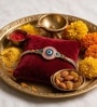 Blue Handmade Nazar Suraksha Rakhi With Crystal Stone Embellishments