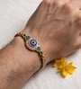 Blue Handmade Nazar Suraksha Rakhi With Crystal Stone Embellishments