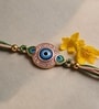 Blue Handmade Nazar Suraksha Rakhi With Crystal Stone Embellishments