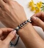 Blue Handmade Triple Evil Eye Rakhi With Crystal Stones & Anchor Cotton Thread