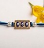 Blue Handmade Triple Evil Eye Rakhi With Crystal Stones & Anchor Cotton Thread