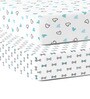 Blue Hearts & Bows 48 x 24 in Organic Cotton Fitted Crib Sheet, Set of 2