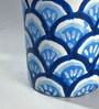 Blue Indigo Hand Painted Clay Jar For Candle