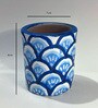 Blue Indigo Hand Painted Clay Jar For Candle