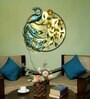 Blue Iron Peacock On A Ring Metal Wall Art