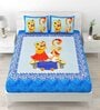 Blue Traditional 120 TC Cotton Queen Sized Bedsheet with 2 Pillow Cover