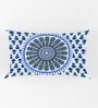 Blue Traditional 120 TC Cotton Queen Sized Bedsheet with 2 Pillow Cover