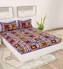 Blue Traditional 120 TC Cotton Queen Sized Bedsheet with 2 Pillow Cover
